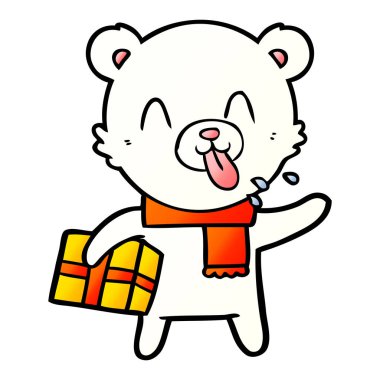 Kutup ayısı Noel mevcut karikatür ile