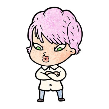 Çizgi filmdeki kadının vektör çizimi