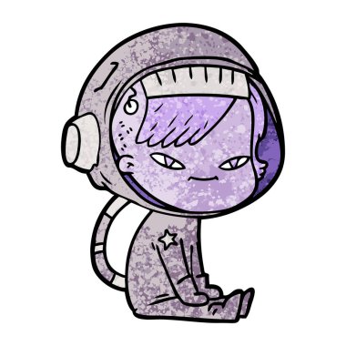 vektör çizim karikatür astronot kadın