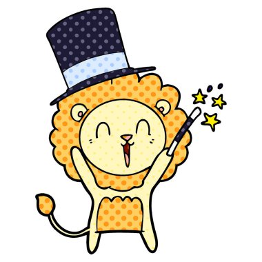 Aslan karikatür gülen vektör çizim