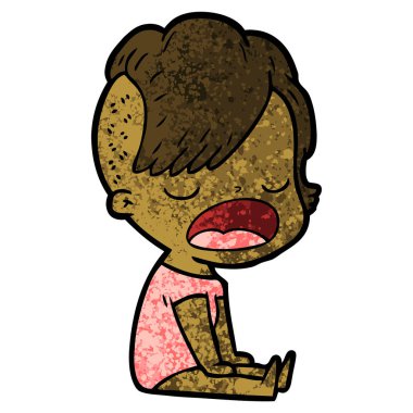 konuşuyor karikatür serin hippi kız