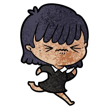 rahatsız çizgi film kız vektör çizim