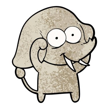 mutlu çizgi film fil vektör çizim