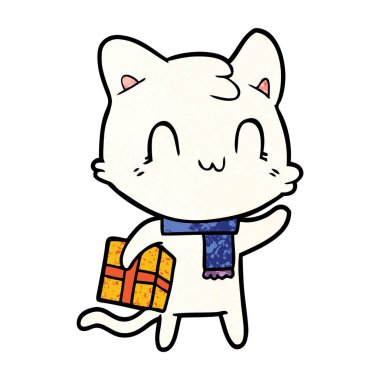 vektör çizim karikatür mutlu kedi