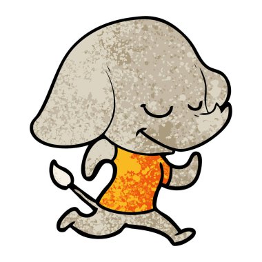 vektör çizim karikatür fil gülümseyen