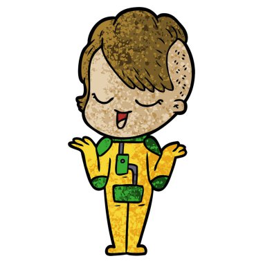 mutlu çizgi film kız vektör çizim