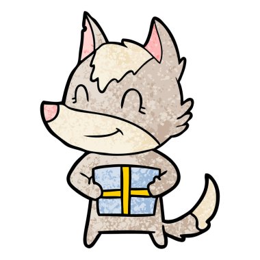 vektör çizim dostu karikatür kurt