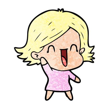 vektör çizim karikatür mutlu kadın