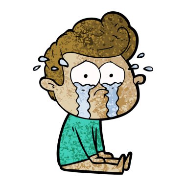 adam ağlıyor çizgi film vektör çizim