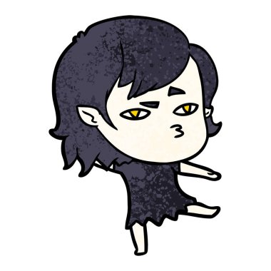 Çizgi filmdeki vampir kızın vektör çizimi