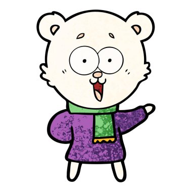 Ayıcık çizgi film kış giysileri içinde gülüyor