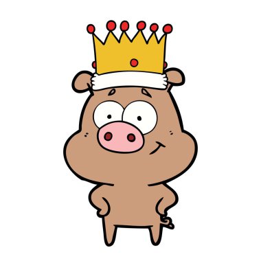 mutlu karikatür domuz vektör çizim