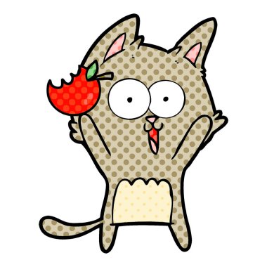 komik karikatür kedi apple ile