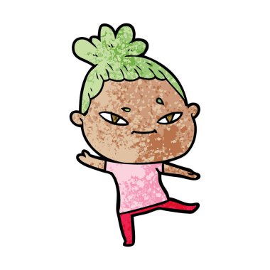 Çizgi filmdeki kadının vektör çizimi