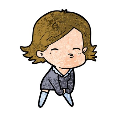 Çizgi filmdeki kadının vektör çizimi