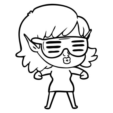 vektör çizim karikatür elf kızı