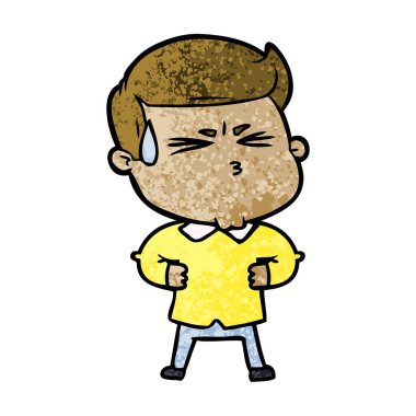 vektör çizim karikatür adam terleme