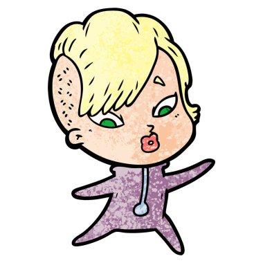 vektör çizim karikatür sürpriz kız