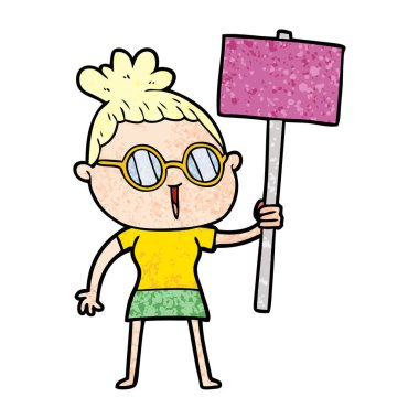 Çizgi filmdeki gözlüklü kadın.