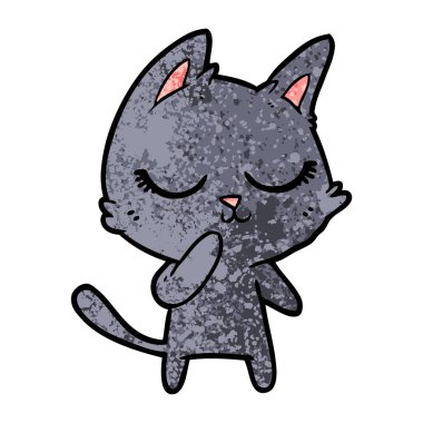 Sakin karikatür kedi vektör çizim