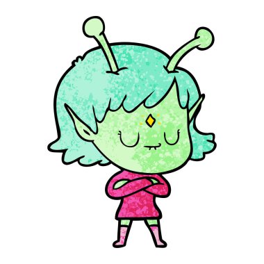 vektör çizim karikatür uzaylı kız