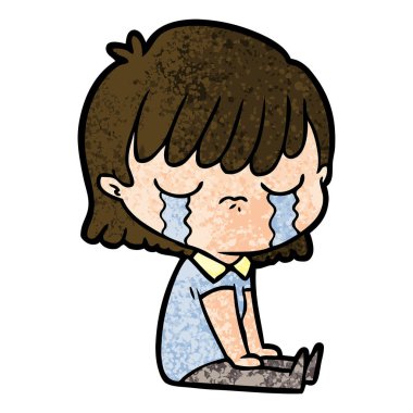 vektör çizim karikatür kadının ağladığını