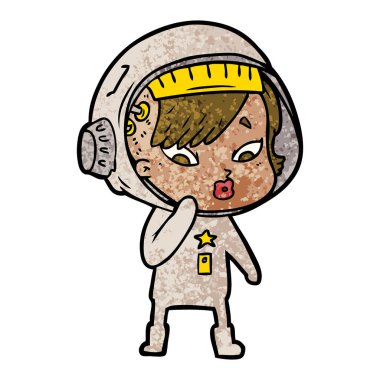 vektör çizim karikatür astronot kadın