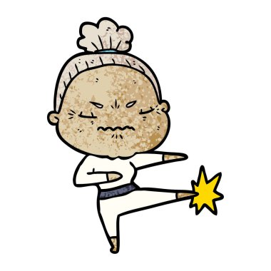 karikatür rahatsız yaşlı kadın