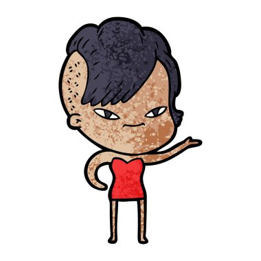 sevimli çizgi kız hippi saç kesimi ile