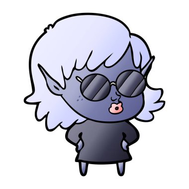 vektör çizim karikatür elf kızı