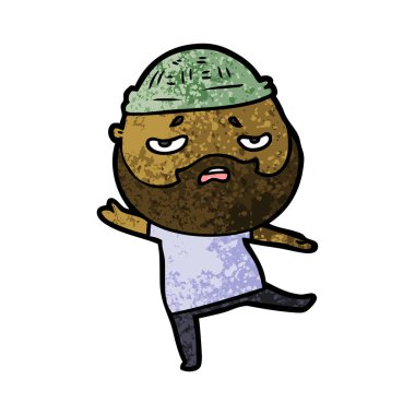 Sakallı endişeli adam çizgi film