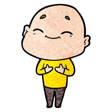 mutlu karikatür kel adam