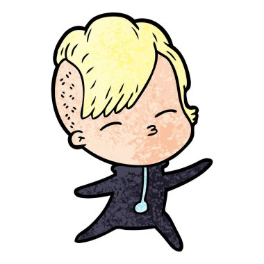 çizgi film kız gözlerini kısarak vektör çizim