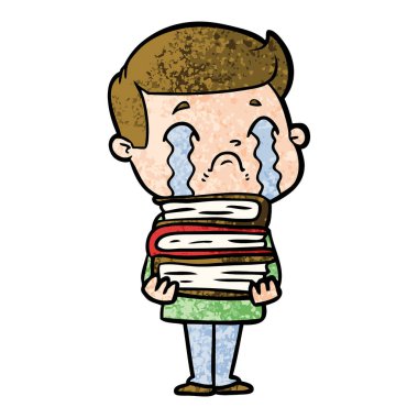 vektör çizim karikatür adam ağlıyor