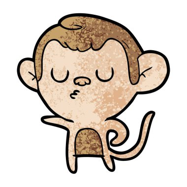 Vektör çizim karikatür üzerine beyaz izole maymun ıslık