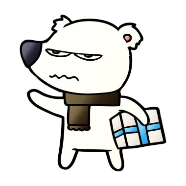 Kutup ayısı Noel mevcut karikatür ile