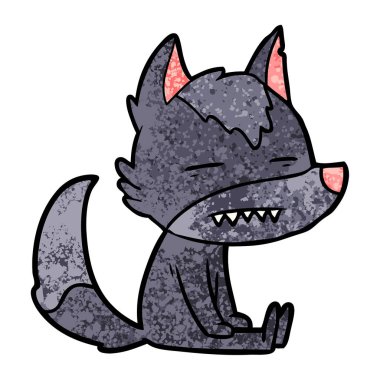 Diş gösterilen çizgi film oturma kurt