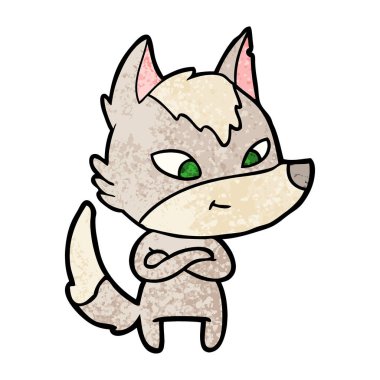 vektör çizim dostu karikatür kurt