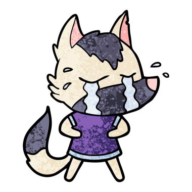 vektör çizim karikatür ağlayan kurt