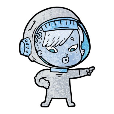 vektör çizim karikatür astronot kadın