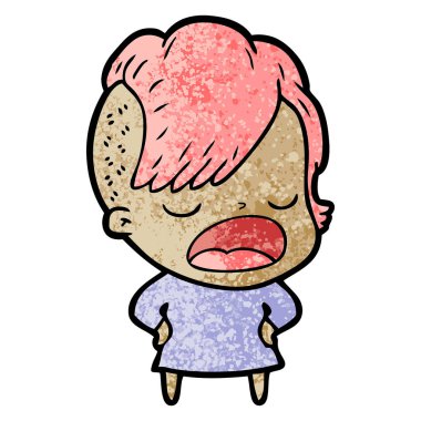 konuşuyor karikatür serin hippi kız