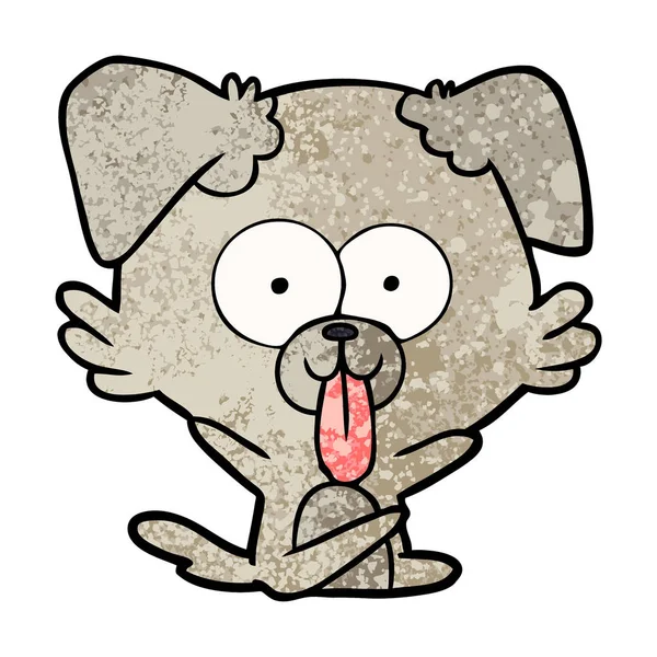 Perro Dibujos Animados Con Lengua Sobresaliendo — Vector de stock