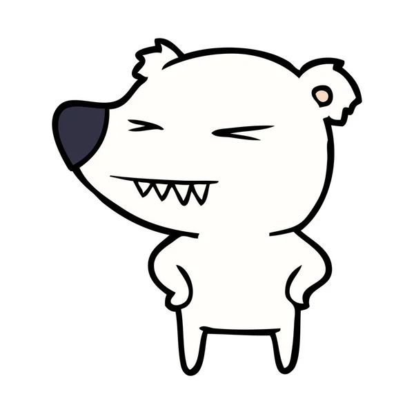 Enojado Oso Polar Dibujos Animados — Vector de stock