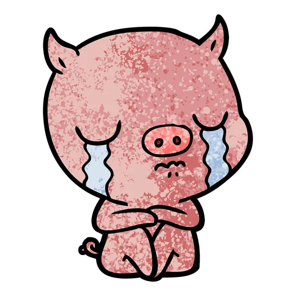 Illustration Vectorielle Cochon Dessin Animé Pleurer — Image vectorielle