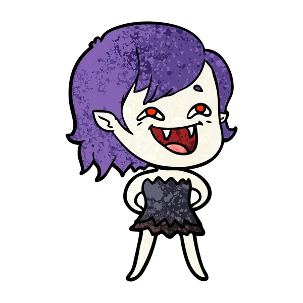 Desenho Animado Rindo Vampiro Menina —  Vetores de Stock