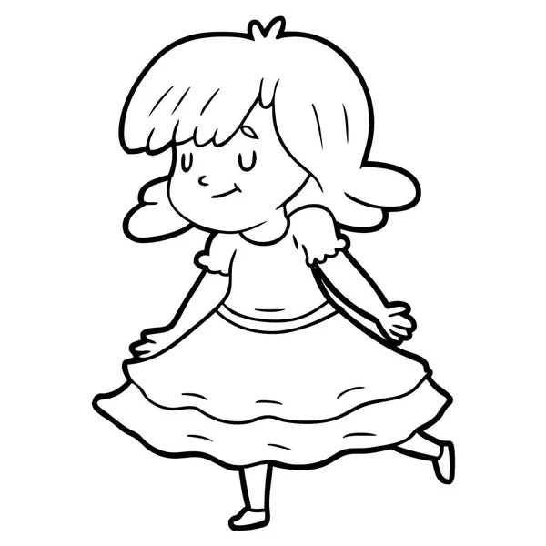 Vektorové Ilustrace Kreslené Šťastná Dívka — Stockový vektor