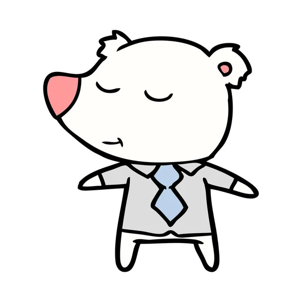 Lední Medvěd Košili Kravatu Kreslený — Stockový vektor