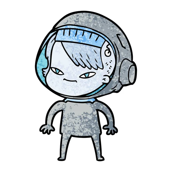 Vector Ilustración Dibujos Animados Astronauta Mujer — Archivo Imágenes Vectoriales