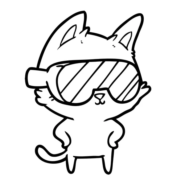 Pisică Desene Animate Ochelari Protecție Peste Ochi — Vector de stoc