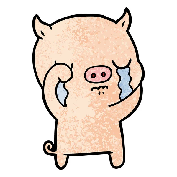 Illustration Vectorielle Cochon Dessin Animé Pleurer — Image vectorielle